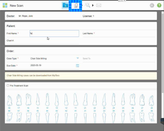 Protocole de scannage iTero - Partie A étape 1 iTero : Sélectionnez la fenêtre de scan