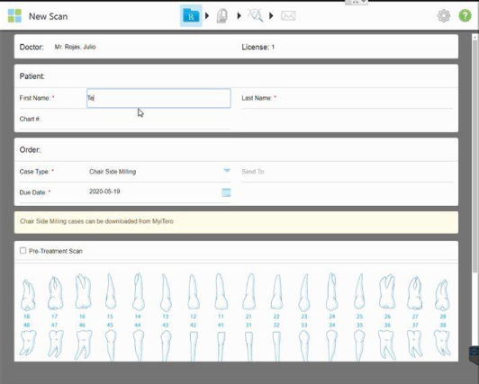 Protocole de scannage iTero - Partie B étape 1 iTero : Saisissez vos informations sur le patient